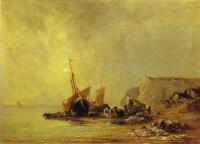 Richard Parkes Bonington - Boats by the Shores of Normandy